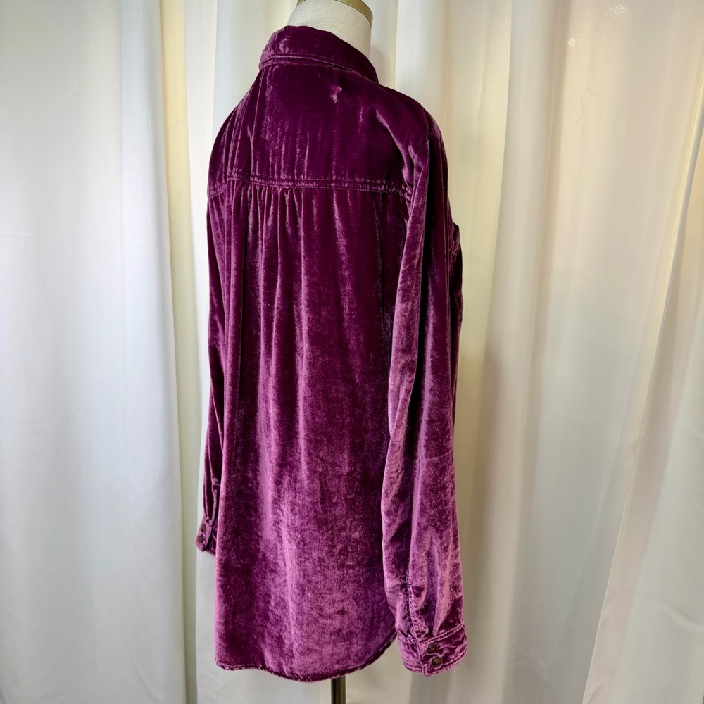 Pilcro ‘Relaxed Fit Velvet Button Down Shirt’ in Magenta / Purple Size Medium - Picture 11 of 15